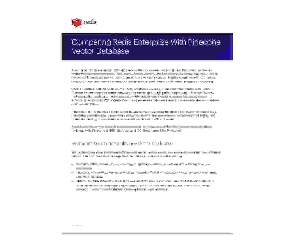 Redis Enterprise With PineconeVector Database